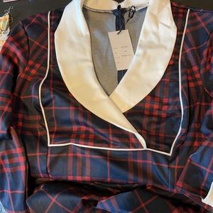 Navy & Red Plaid Dress with White Trim 4XL